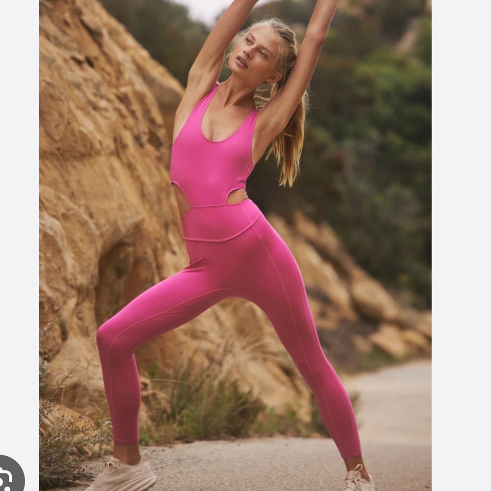 Free People Back It Up Pink Dragonfruit Onesie Jumpsuit Size Small